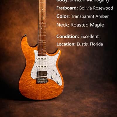 1981 Tagima Stella DW Quilt Top – Orange Flame – HSS – Roasted Maple Neck – Excellent image 1