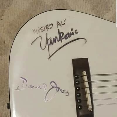 Autographed Davy Jones & Weird Al Yankovic Kramer  Ferrington Acoustic/Electric -1990's - White image 4