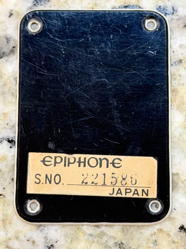 Epiphone Neck Plate Cover Made In Japan w Serial Number 70s - Black image 1