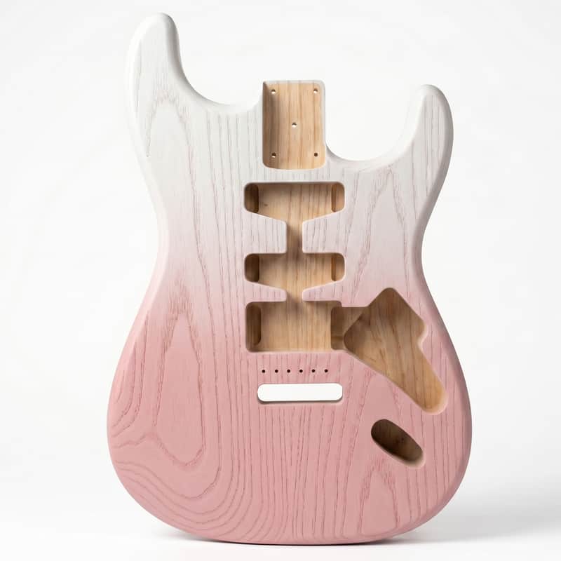 Stratocaster Guitar Body, white pink Stained Ash Body, Right & Left Handed, HHH HSS SSS Pickup Routing, Custom Strat Replacement Body image 1