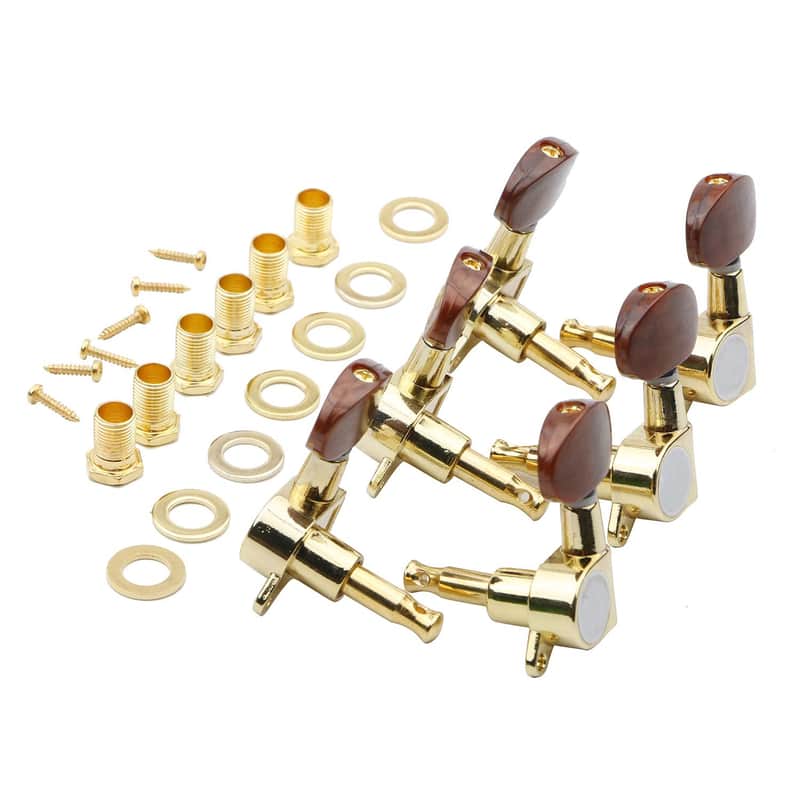 3R 3L Semi-Closed Golden Guitar String Tuners Tuning Keys Pegs Machine Heads Knobs Locking Tuners for Acoustic, Electric Guitar image 1