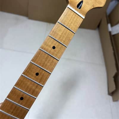 Low price 24 inch short scale Roasted flame Maple Guitar neck 22 fret Parts image 2