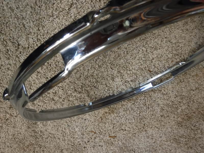 Slingerland 1960's 14" 8 lug chrome over brass bottom snare drum rim image 1