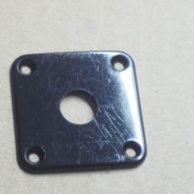 used (medium relic'd) genuine Gibson PRJP-010 Black Plastic Jack Plate for Les Paul (+ used nickel finish screws - but very clean gold finish screws available upon request) 1990s - 2020s (specifically from 1996) image 5