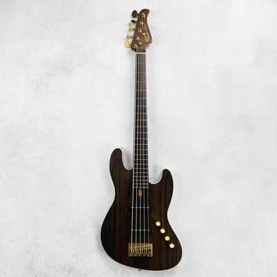 Pensa J-534 Ziricote Top Chambered 5-String Bass 2023 - Natural / Aztec Gold image 2