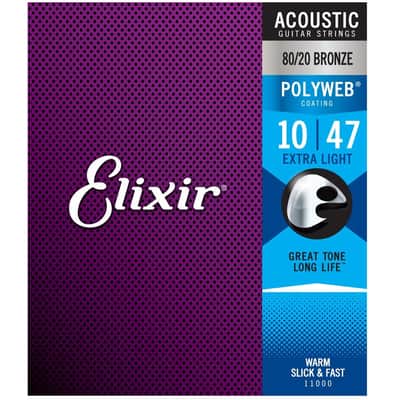 Elixir Bronze Acoustic Guitar String Set POLYWEB Coating Extra Light 10-47 image 2