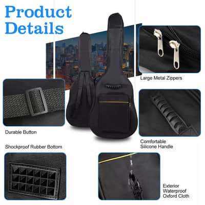 40" 41" Classical Acoustic Guitar Case Gig Bag | Soft Padded, Water-Resistant with Adjustable Backpack Straps & Extra Storage image 4