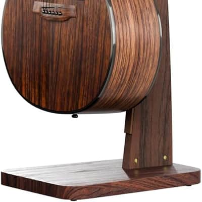 Guitar Stand, Acoustic Guitar Stand Floor, Premium Solid Wood Guitar Stand, Single Guitar Holder Stand for Acoustic Guitar, Electric Guitar, Bass Guitar, Semi Curved Hanging Guitar Stands for Studio, Living Room,  Black Walnut image 2