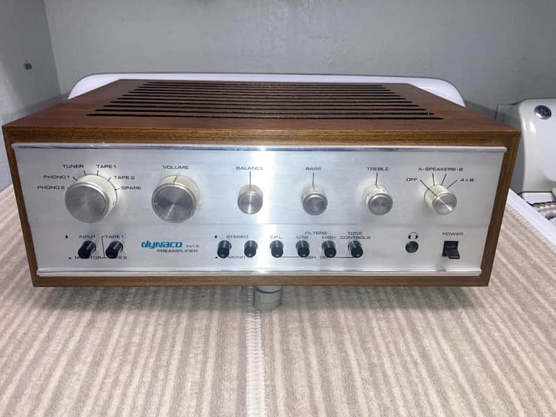 Dynaco PAT-5 Solid State Preamp, Refurbed, with Rare Wood Case & Orig. Manual