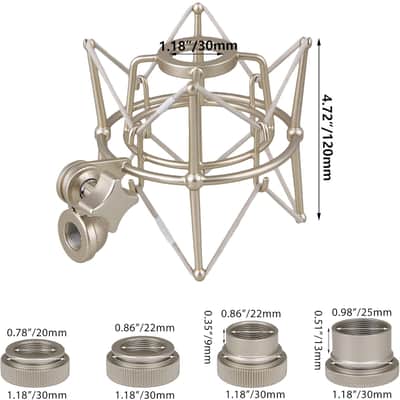Silver Hole Dia 1.18inch Metal Cylinder Microphone Shock Mount Stand Replacement for Newman U87 Microphone image 3