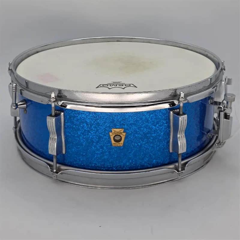 Used Vintage Ludwig Snare Drum 14x5 Blue Sparkle - Good image 1