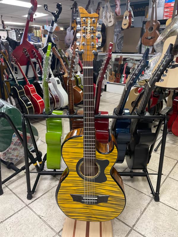 Bajo quinto hand made 2021 Yellow w/natural stripes image 1