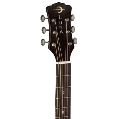Luna Art Vintage Dreadnought Cutaway Acoustic-Electric Guitar Distressed Vintage Brown image 11