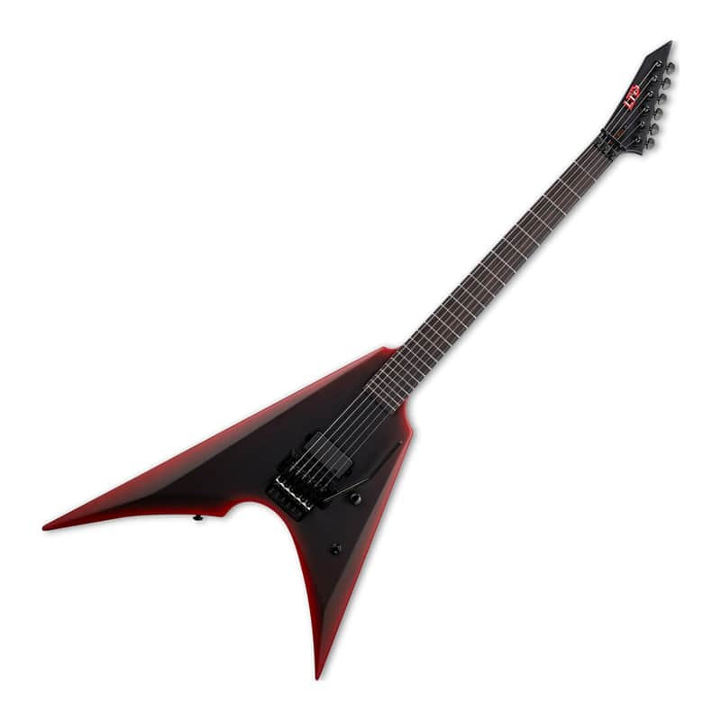 ESP LTD Arrow Black Metal Electric Guitar in Black Red Burst Satin