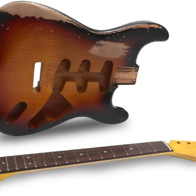 DIY Electric Guitar Kit Heavy Relic Aged Vintage with Alder Body Hard Maple Neck Rosewood Fingerboard S-S-S 6 String Relic Hardware Build Your Own Guitar Relic 3 Tone Sunburst. image 3