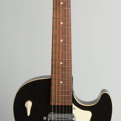 Airline  Model 7227 Arch Top Hollow Body Electric Guitar (1961), original two-tone soft shell case. image 8