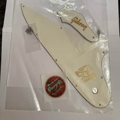 Parchment 3 Ply Pickguard & Truss Rod Cover Set for Epiphone Firebird w/ Gold Firebird & Logo Decals image 5