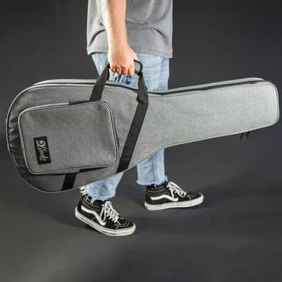 Lindo Acoustic Travel Guitar Eco Hard Case | Plush Lined with Storage Pockets | Sustainable and Eco-Friendly | Designed in The UK | Grey Fabric Finish (Guitar NOT Included) image 3
