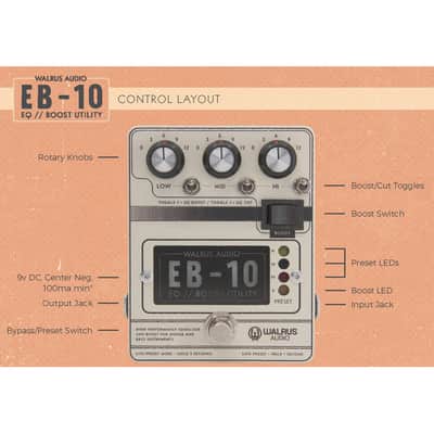 Walrus Audio EB-10 Preamp/EQ/Boost Pedal - Cream image 9