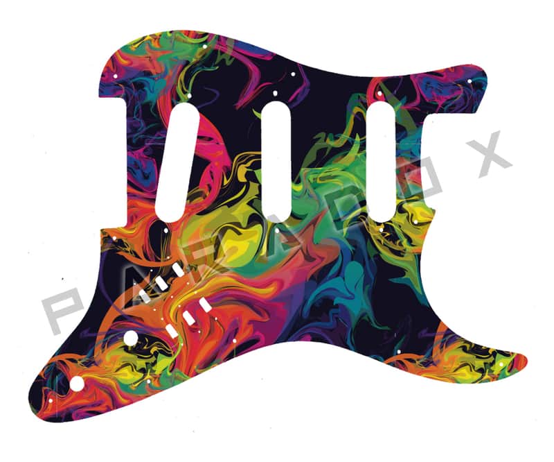 Custom Pickguard For 2000 - Present Made in America Fender Brian May Stratocaster 2-way switches - Rainbow Paint Swirl Graphic .090" image 1