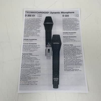 AKG - D222 - TWOWAYCARDIOID® Dynamic Microphone - Matched Pair - 1 Broken Grill - Inc. Specs/FQ-Sheet image 10