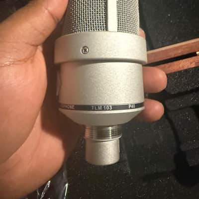 Neumann TLM 103 mt Large Diaphragm Cardioid Condenser Microphone 1997 - Present - silver- wooden display case image 5