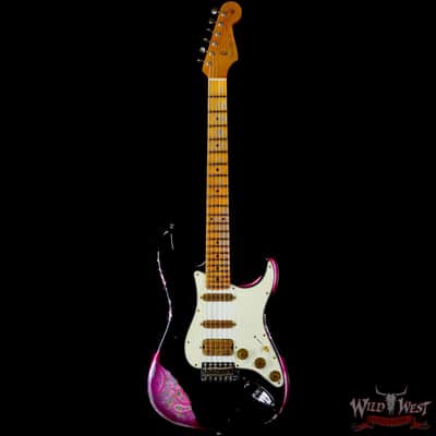 Fender Custom Shop Wild West Black Lightning 2.0 Stratocaster HSS Maple Board 22 Frets Heavy Relic Pink Paisley image 3