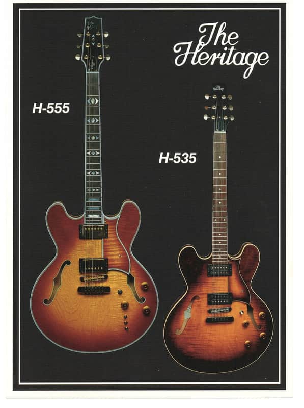 Heritage Guitars- H-535 & H-555, promotional print/cut sheet, 1988 image 1