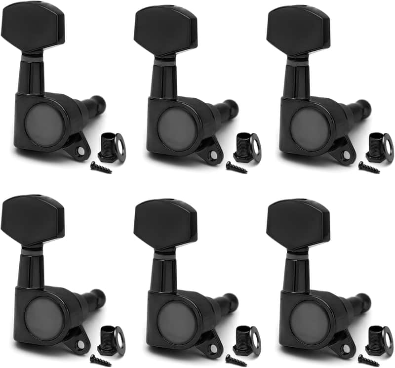 6 Pieces 6R Guitar tuner pegs,Big Square Sealed guitar tuning pegs tuners machine heads,for Acoustic or Electric Guitar (Black) image 1