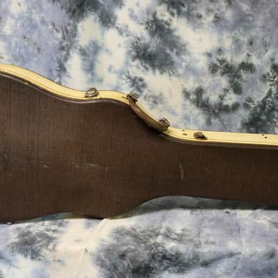 Vintage RARE 1962 Harmony Silvertone Supro National Electric Guitar Hard Shell Case Brown White Red Plush image 1