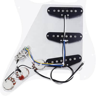 3Ply Loaded SSS Pickguard Vintage F '60s Tones Prewired Strat Pickguard with Staggered Alnico 5 SSS Single Coil Pickups for Fender Stratocaster ST Style Electric Guitars JT/HBZC-01 White image 2