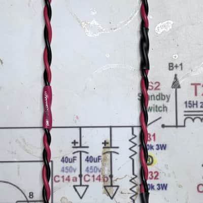 Wiring Harness for Single Cab, Vintage Style Speaker Cable, Switchcraft 1/4” Input Jack, .205” Spade Terminal (bare ends available) 18AWG Black/Red, ~2 ft, 24/30/36 inches (2/2.5/3 ft) or any other custom length image 5