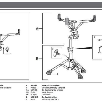 Pearl S900/S2000 Gyro-Lock Heavy-Duty Double Braced Snare Drum Stand image 18