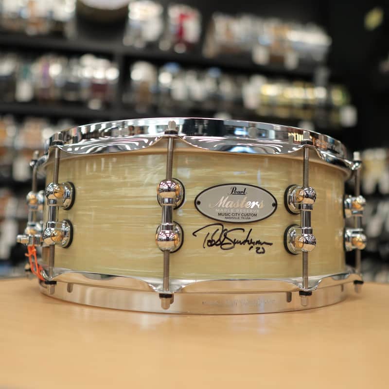Pre-Owned Pearl Music City Custom 5.5x14" Masters Maple Reserve Snare Drum (Nicotine White Marine Pearl) image 1