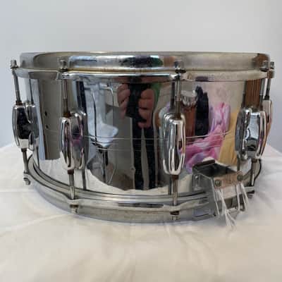 Slingerland Krupa Sound King 6.5" 10-Lug Chrome Over Brass Snare Drum with Zoomatic Strainer 1963 - 1977 - Chrome image 5