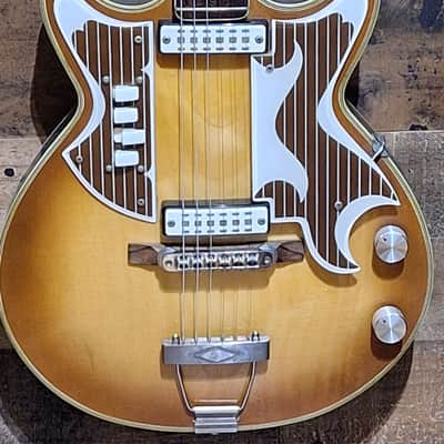 1961 Eko 360/2V Florentine Semi-Hollow Body - Lemon Burst - image 3