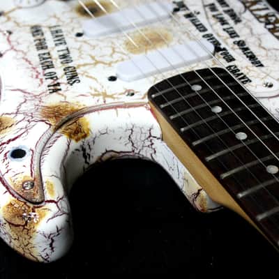 Custom Crackle Painted and Upgraded Fender Squier Strat With Graphics and Matching Headstock image 14