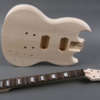 Unbranded Double Cut  Electric Guitar DIY Kit Natural Unfinished image 4