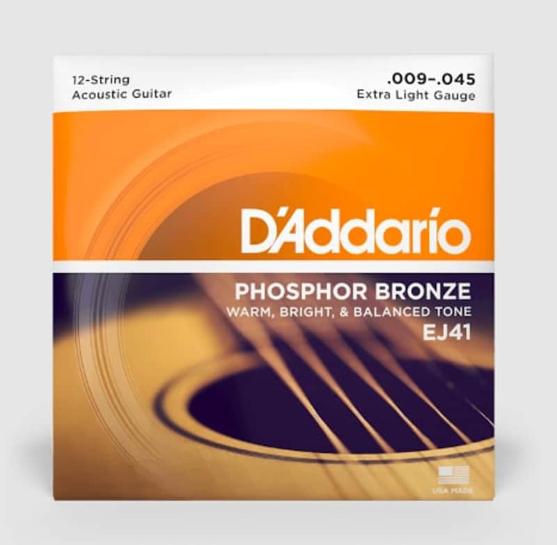 D'Addario EJ41 12-String Extra Light Phosphor Bronze Acoustic Guitar Strings 9-45 image 1
