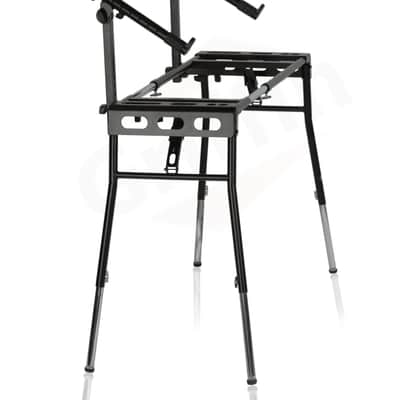 Griffin DJ Coffin Workstation Stand - 2 Tier Double Table Top Keyboard and Laptop Holder - Duel Level Multi-Purpose Portable Studio Mixer Mount for Turntables, Speakers, Pro-Audio Gear PA Equipment image 2