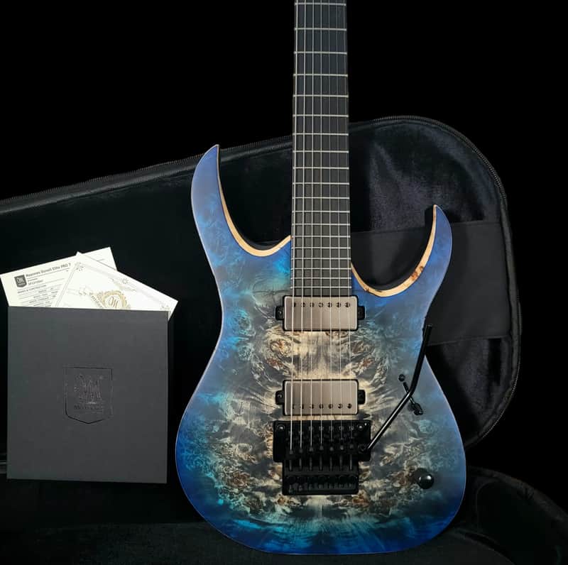 Mayones Duvell Elite Pro 7 Trans Jean Black 3 Tone Burst Satin image 1