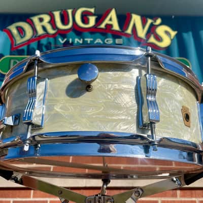 1960s Ludwig 5x14 Jazz Festival Snare Drum White Marine Pearl image 9