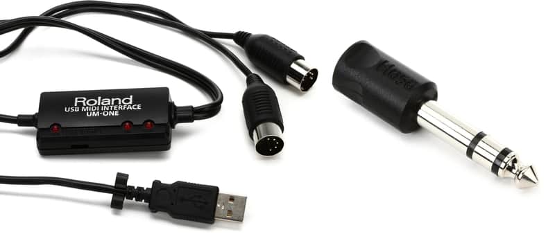 Roland UM-ONE mk2 USB MIDI Interface  Bundle with Hosa GPM-103 1/4 inch TRS Male to 3.5mm TRS Female Stereo Headphone Adapter image 1