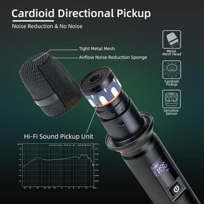 Wireless Microphones, Wireless Bluetooth Karaoke Microphone with Rechargeable Receiver(40H - 500 Ft Range), Karaoke Microphone Set for Singing, Wedding, DJ, Party, Speech, Church image 2