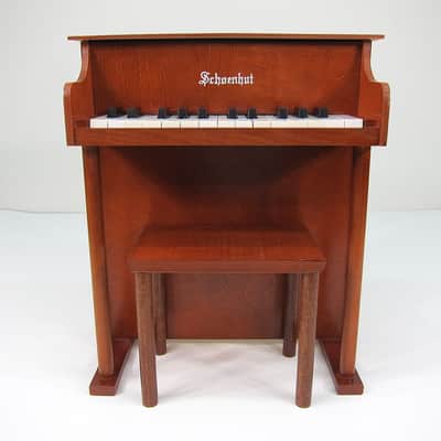 1960s Schoenhut Children's Toy Upright Piano Two Octave Near Mint Birch Cabinet & Matching Bench! image 11