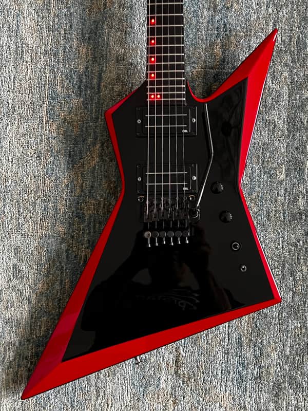 Hamer Scepter, LED inlays, OBL pickups, Floyd Rose 1988 - Black with Red bevels image 1