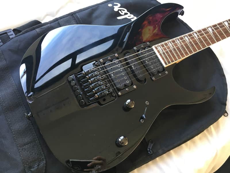 Ibanez RG370DX Electric Guitar Black Tremolo w/ Gig Bag NICE image 1