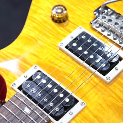 PRS SE Custom 24 Santana Yellow Flame Maple Veneer Top Electric Guitar w/Bag image 13