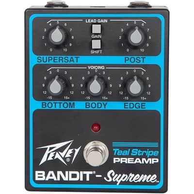 Peavey Bandit Supreme Teal Stripe Preamp Pedal Regular Black and Teal image 5