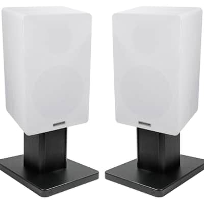 (2) Rockville RockShelf 68W White 6.5" Home Bookshelf Speakers+8" Speaker Stands image 1